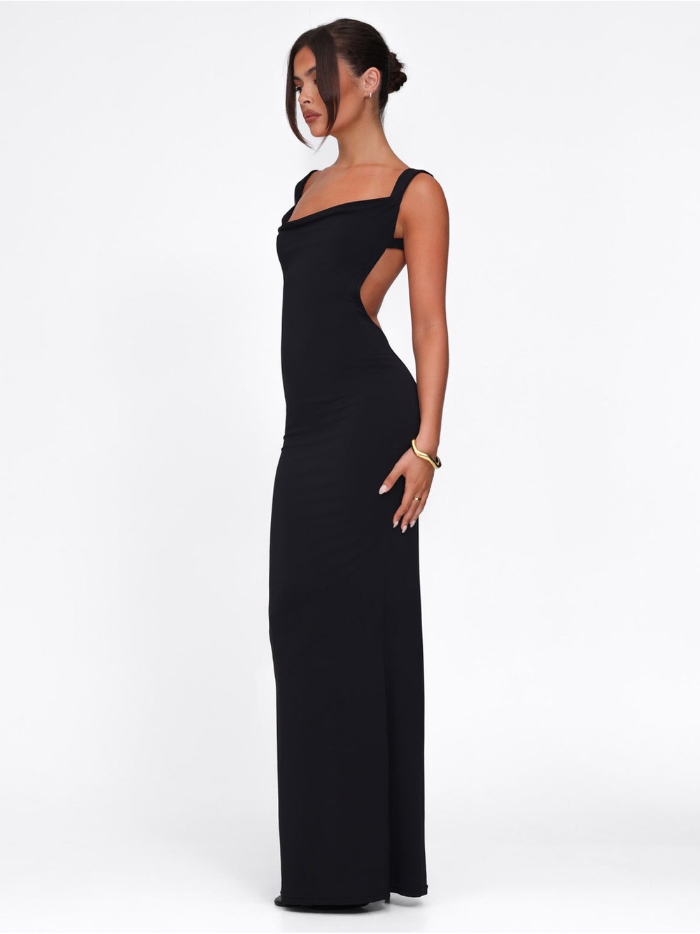 Tiger Mist Black Open-Side Maxi Dress